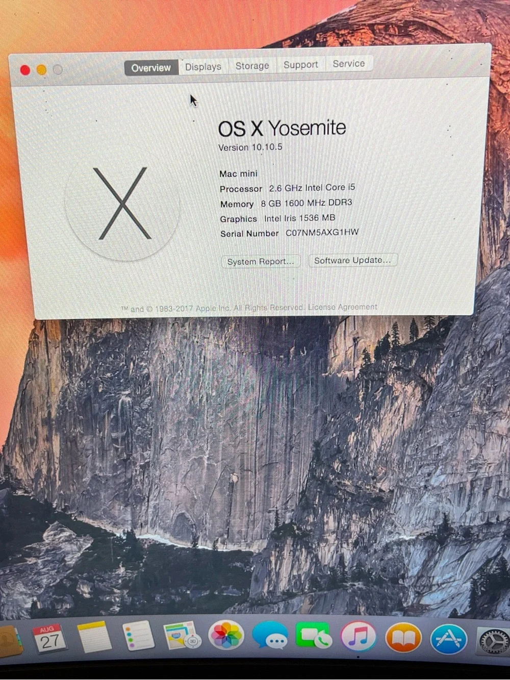 Apple Silver Mac Mini A1347 2.6GHz i5 8GB RAM 1TB HD Power Cable in Working Fine